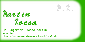 martin kocsa business card